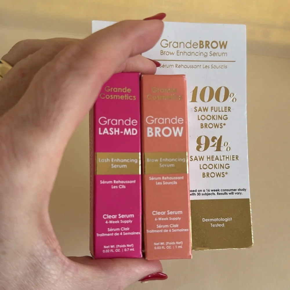 GRANDE COSMETICS Lash-MD & Brow Serum 2p Set Travel Size 0.02/0.03oz ea NIB $40